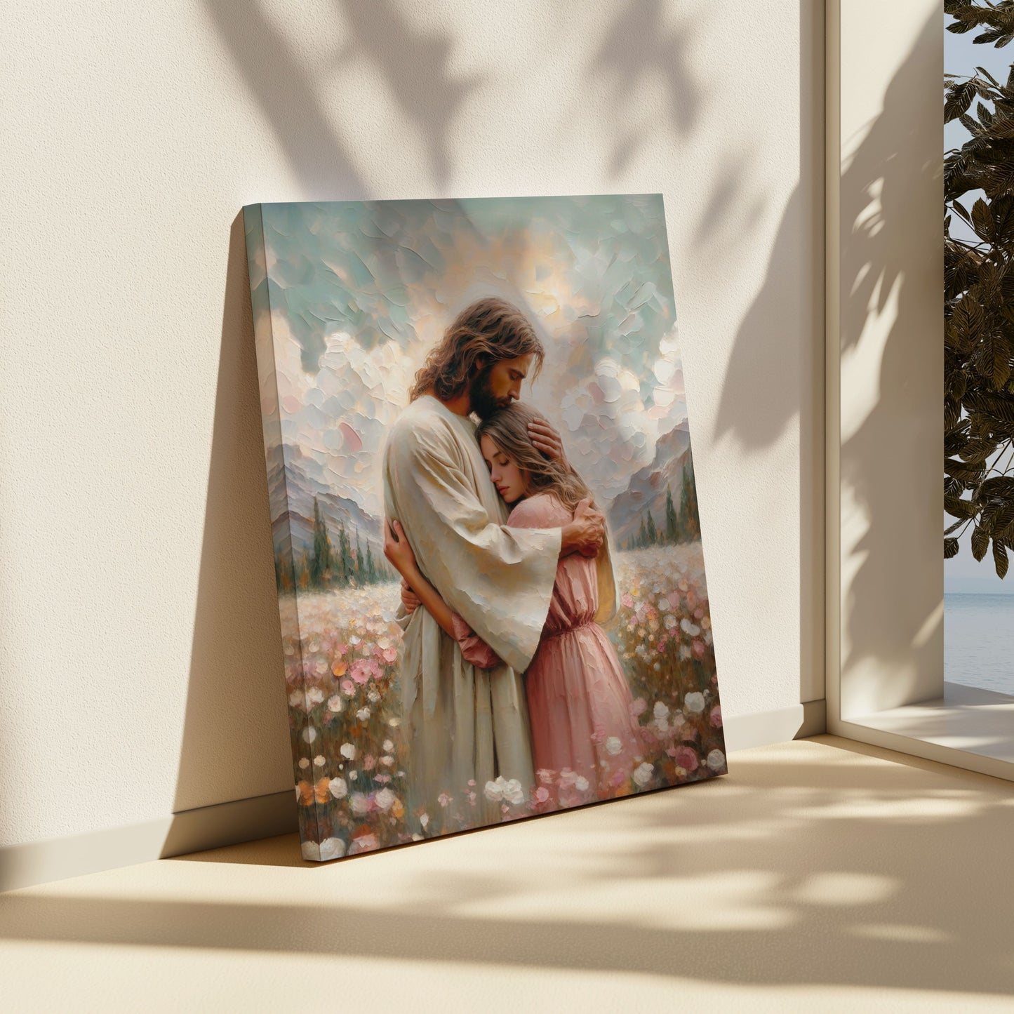 Jesus Hugging Woman - Canvas