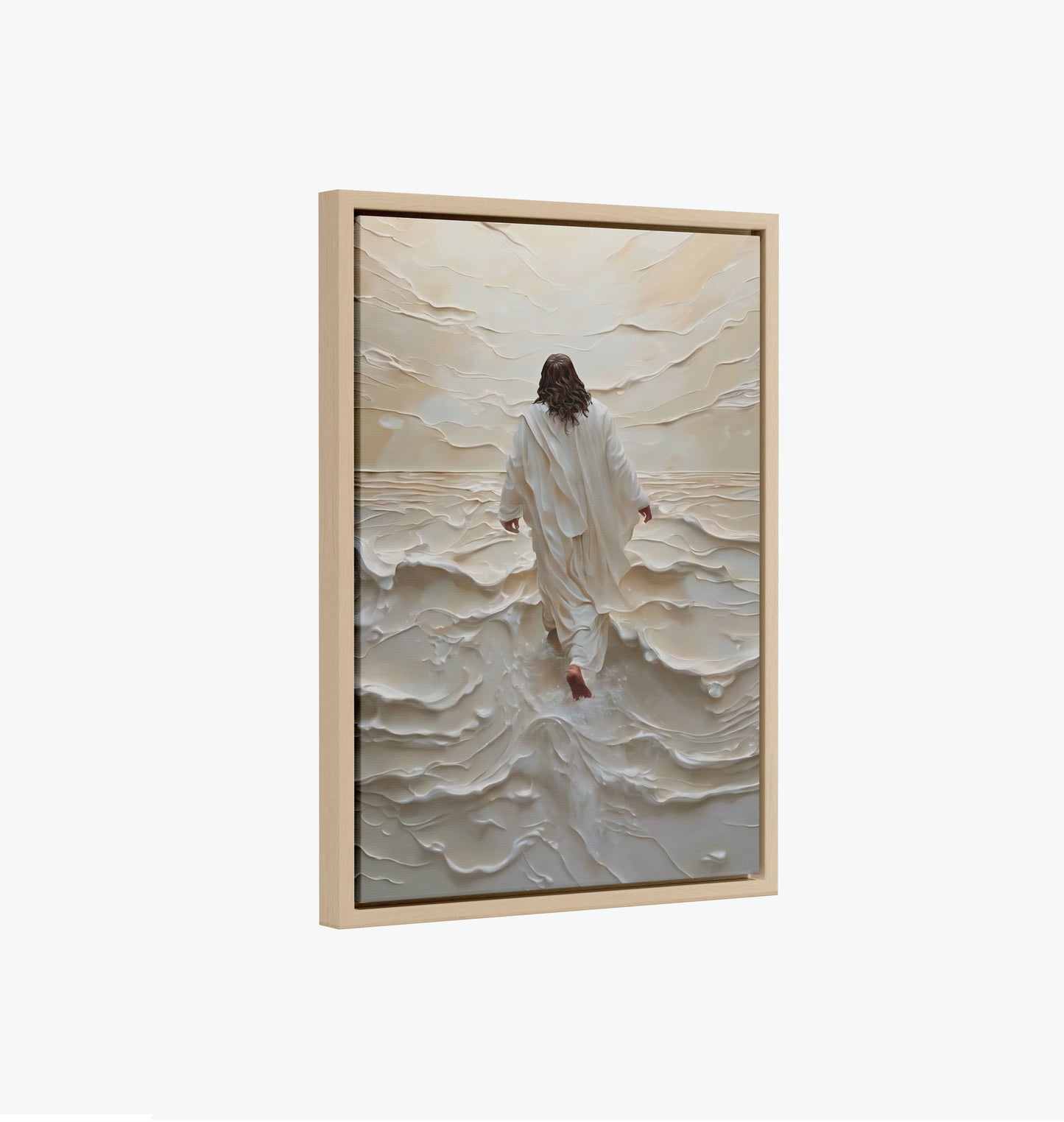 Jesus Walking on Water - Natural Oak Framed Canvas