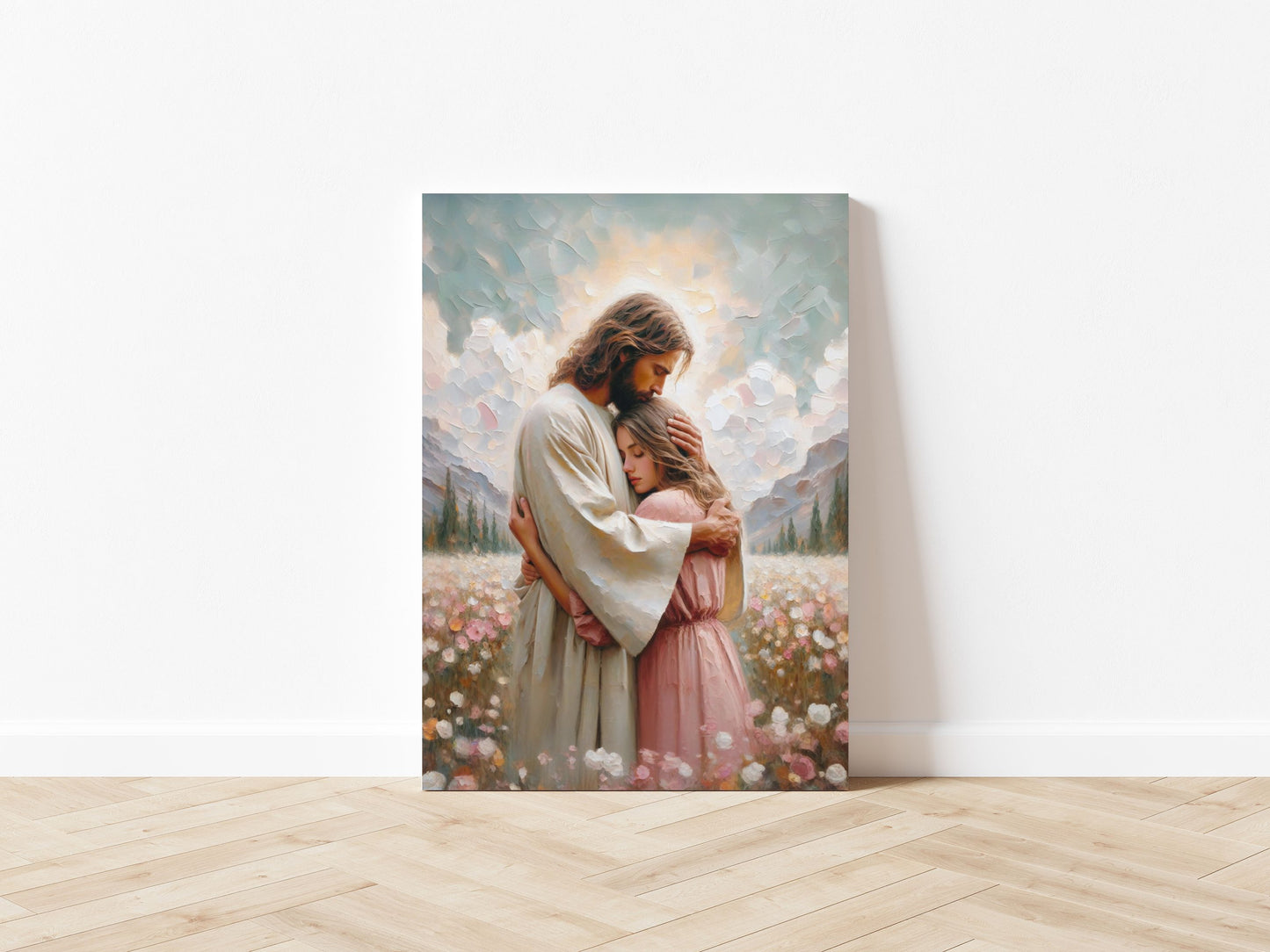 Jesus Hugging Woman - Canvas