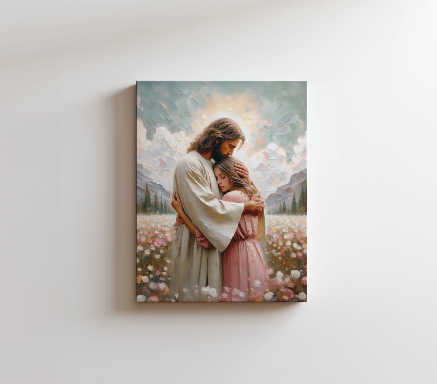 Jesus Hugging Woman - Canvas