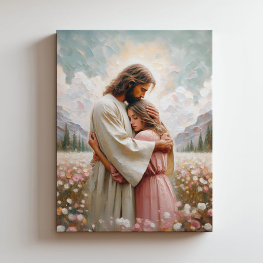 Jesus Hugging Woman - Canvas