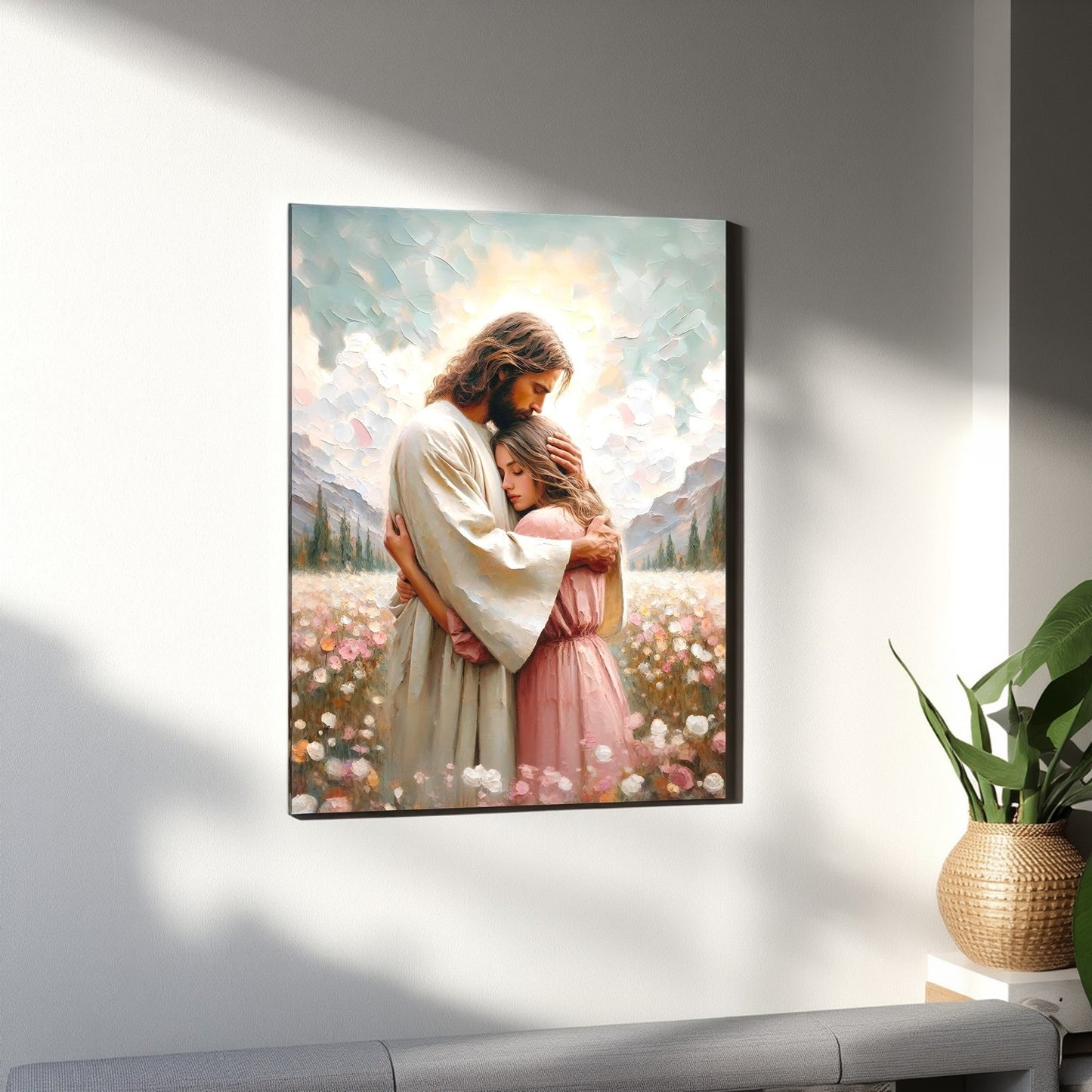 Jesus Hugging Woman - Canvas