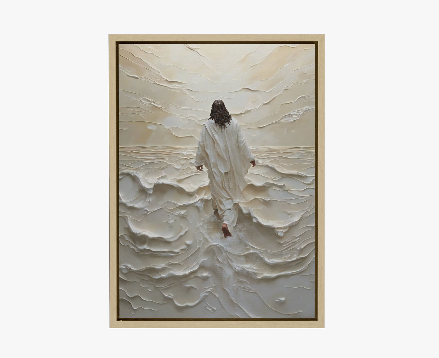 Jesus Walking on Water - Natural Oak Framed Canvas