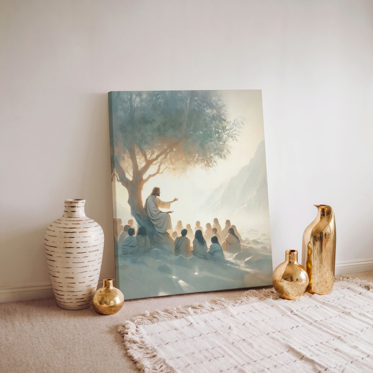 Jesus Teaching Kids - Canvas