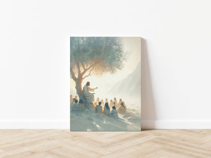Jesus Teaching Kids - Canvas