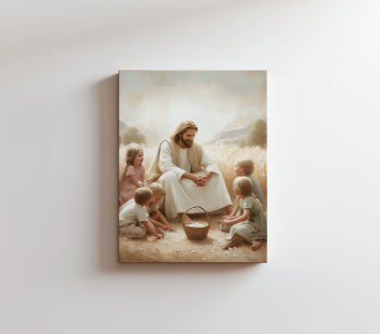 Jesus Teaching Children - Canvas