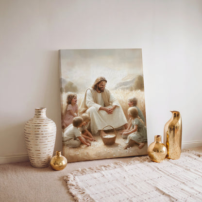 Jesus Teaching Children - Canvas